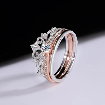 Dazzling VVS1 D Colour 0.3CT Moissanite Diamonds Engagement Wedding Crown Rings - 925 Silver GRA Certified Jewellery